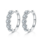 925 Sterling Silver Moissanite Diamonds Gems Hoop Earrings