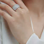 925 Sterling Silver Iced Bling Moissanite Diamond Eternity Ring