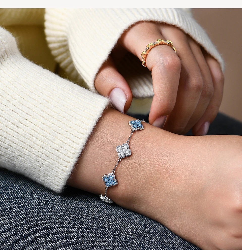 925 Sterling Silver Moissanite Luxury Bracelet