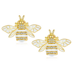 925 Sterling Silver Zirconia Bees Earrings