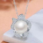 925 Sterling Silver Pearl Flower Pendant Necklace