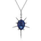 925 Sterling Silver Sparkling Blue Zircon Cross Pendant Necklace