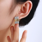 925 Sterling Silver Fashion Retro Zirconia Earrings