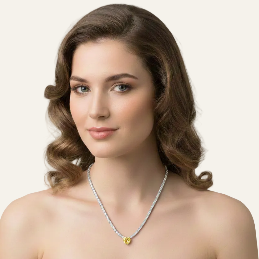 Rhodium Gold Plated Heart Necklace with Zirconia