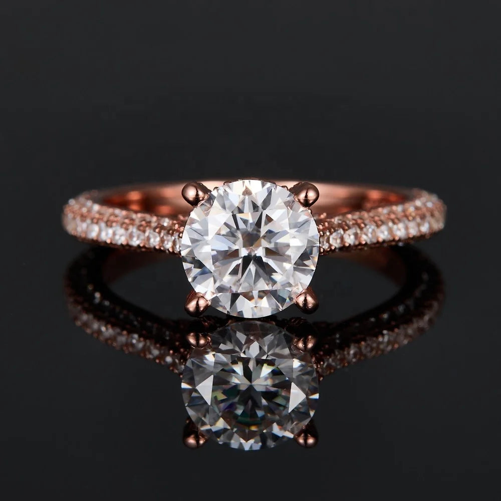 925 Sterling Silver 18k plated Gold Moissanite Ring