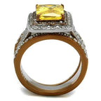 Topaz CZ Two-Tone Stainless Steel Ring