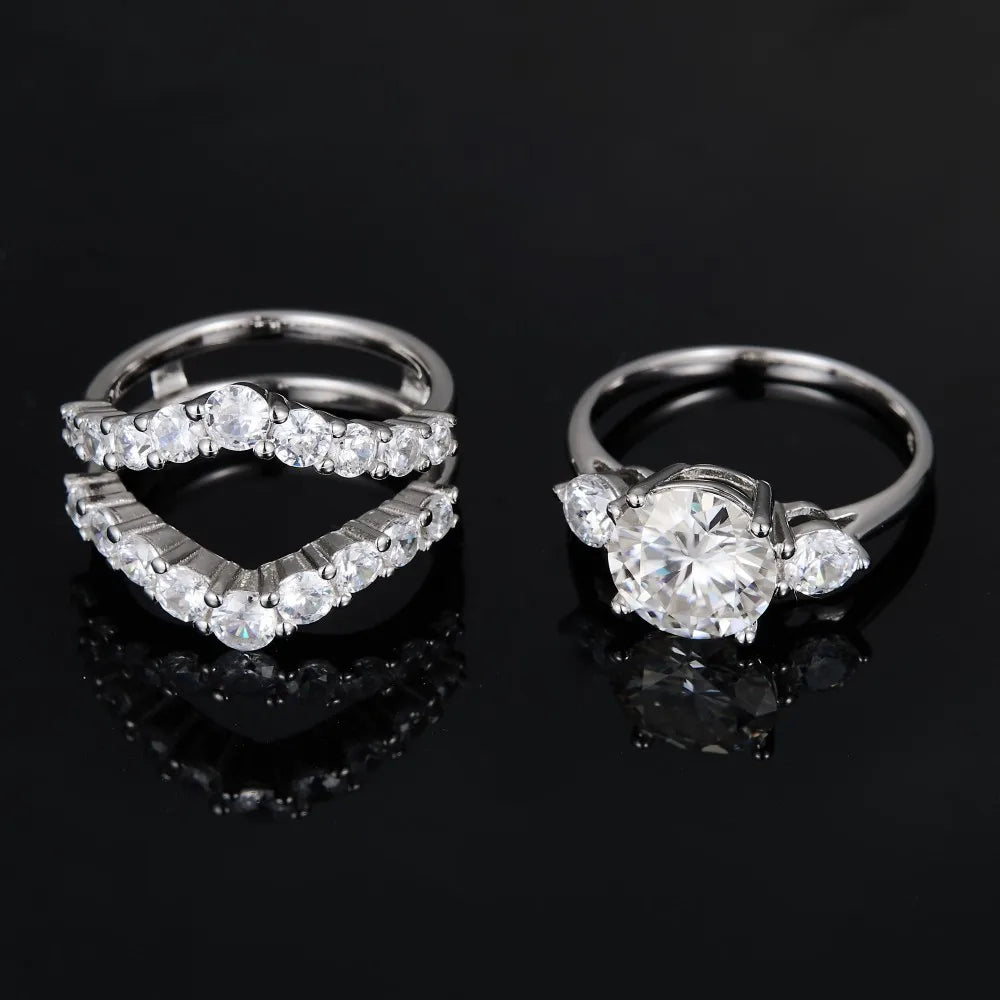 925 Sterling Silver Moissanite Ring Set