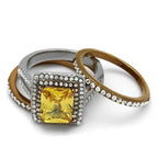 Topaz CZ Two-Tone Stainless Steel Ring