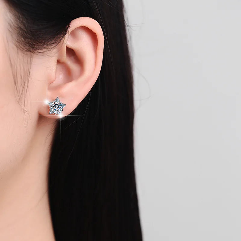 925 Sterling Silver Round Moissanite Stud Earrings