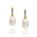 925 Sterling Silver CZ White Pearl Earrings