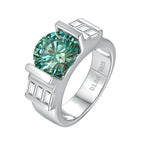 925 Sterling Silver Green Moissanite Ring