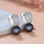 925 Sterling Silver Sweet Pearl Clear CZ Stone Earrings
