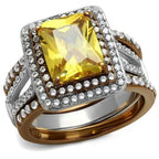 Topaz CZ Two-Tone Stainless Steel Ring