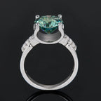 925 Sterling Silver 5ct Green Moissanite Ring