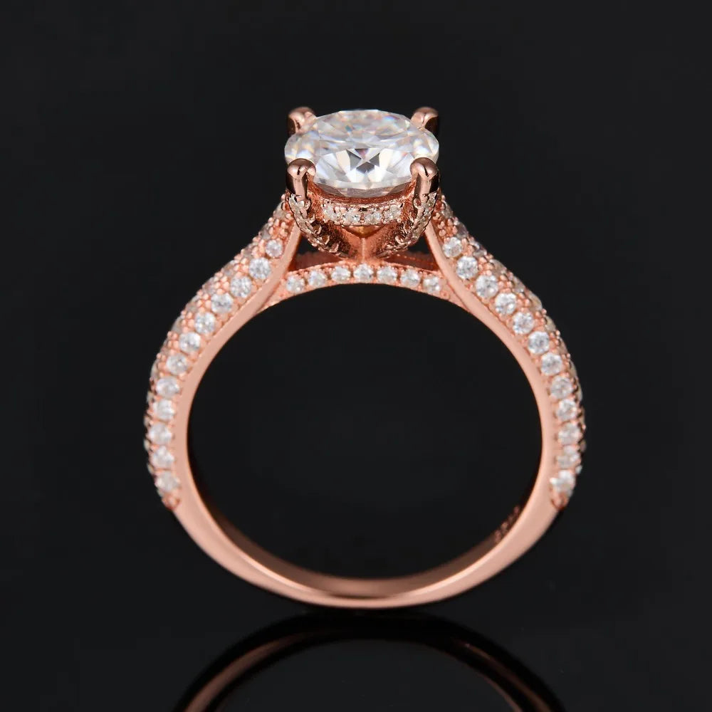 925 Sterling Silver 18k plated Gold Moissanite Ring