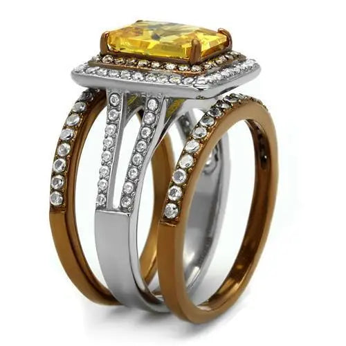 Topaz CZ Two-Tone Stainless Steel Ring