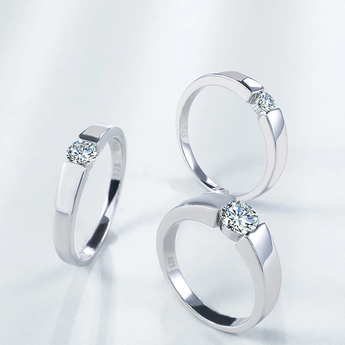 925 Sterling Silver Round Cut Moissanite Ring