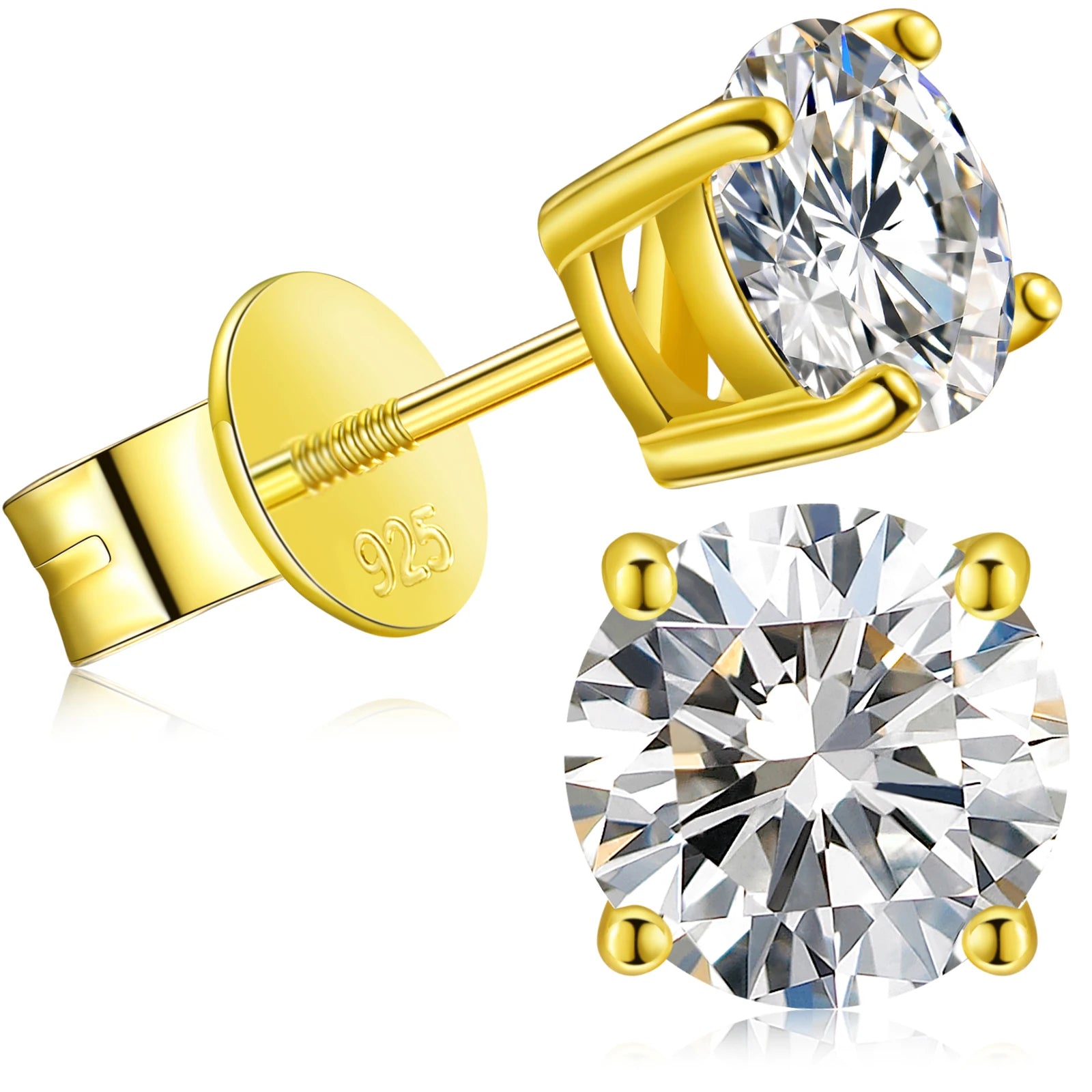 925 Sterling Silver Diamond Stud Earrings