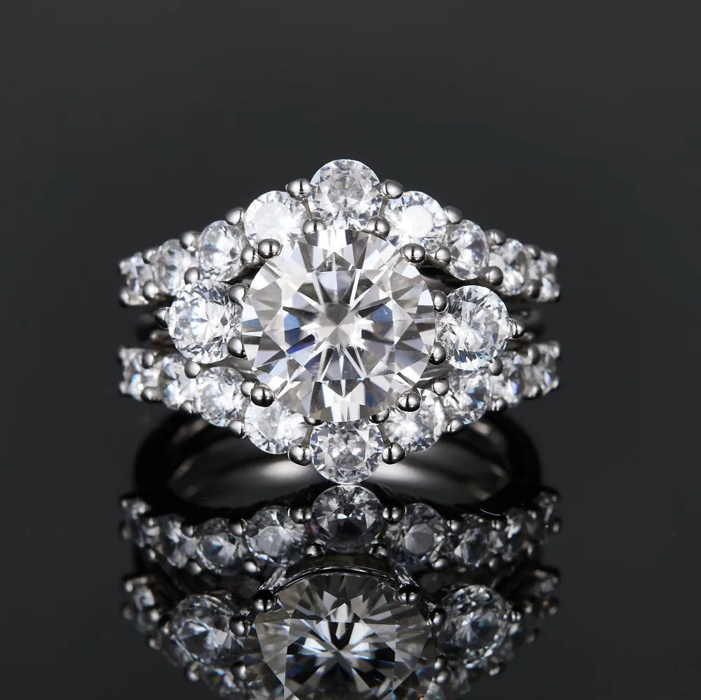 925 Sterling Silver Moissanite Ring Set