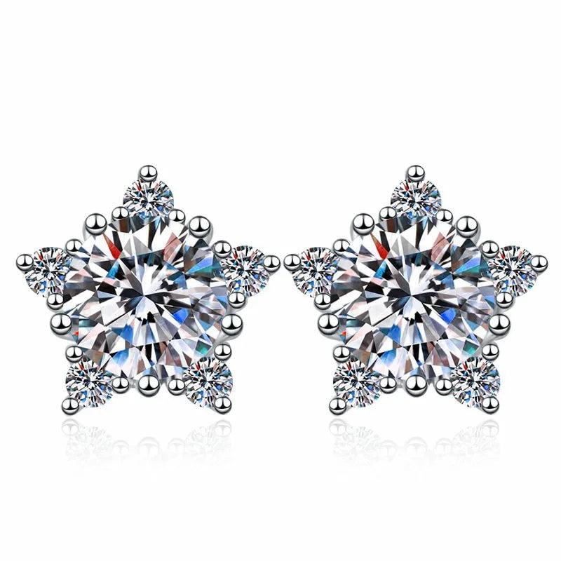 925 Sterling Silver Round Moissanite Stud Earrings