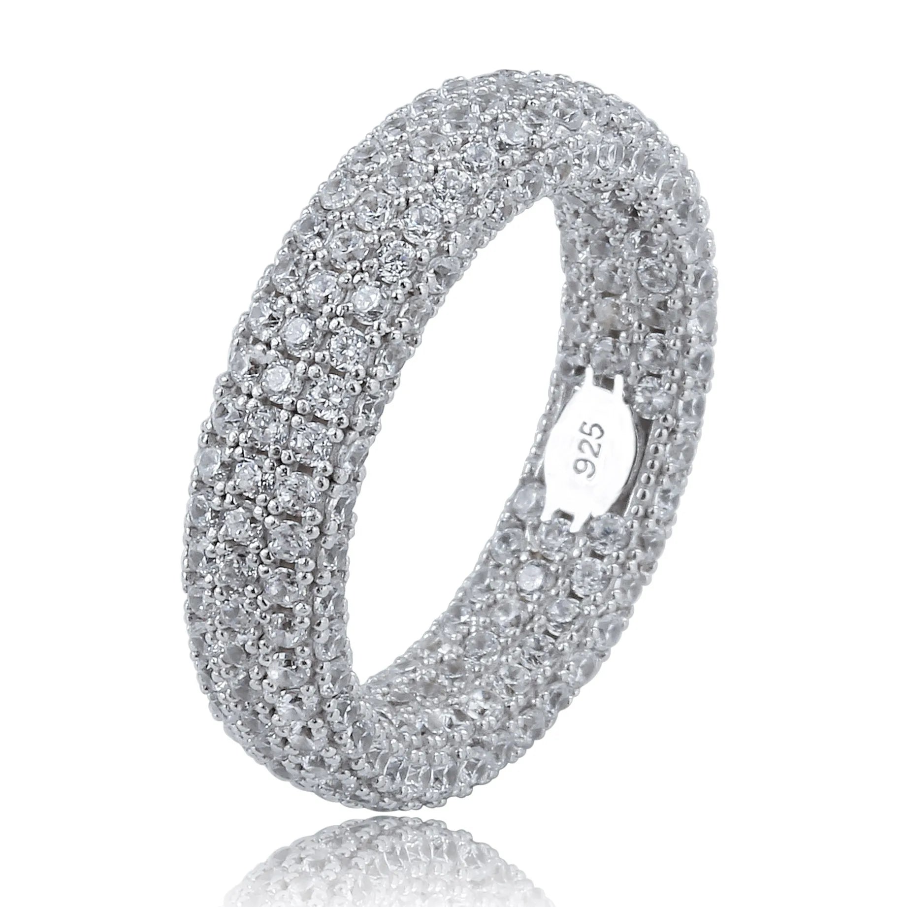 925 Sterling Silver Full Iced Out Cubic Zirconia Ring