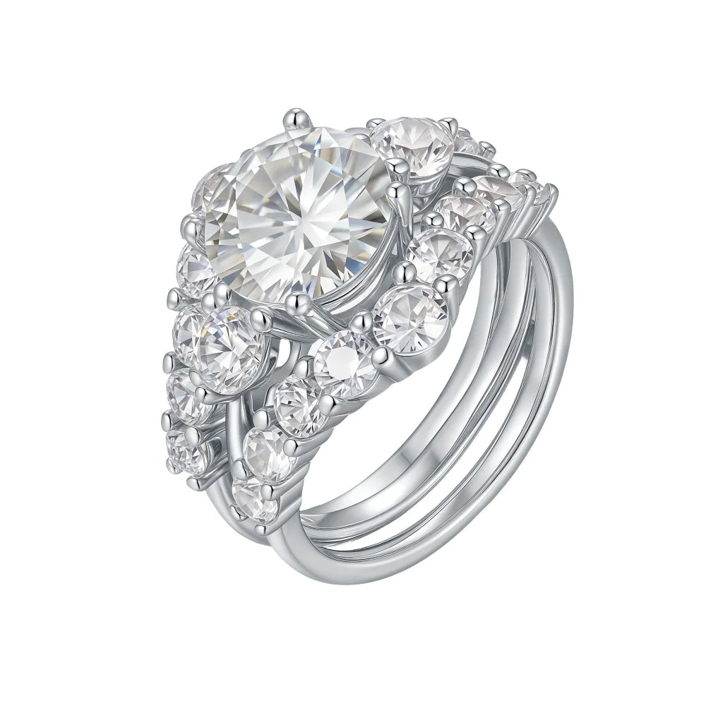 925 Sterling Silver Moissanite Ring Set