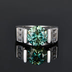 925 Sterling Silver Green Moissanite Ring