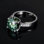 925 Sterling Silver 5ct Green Moissanite Ring