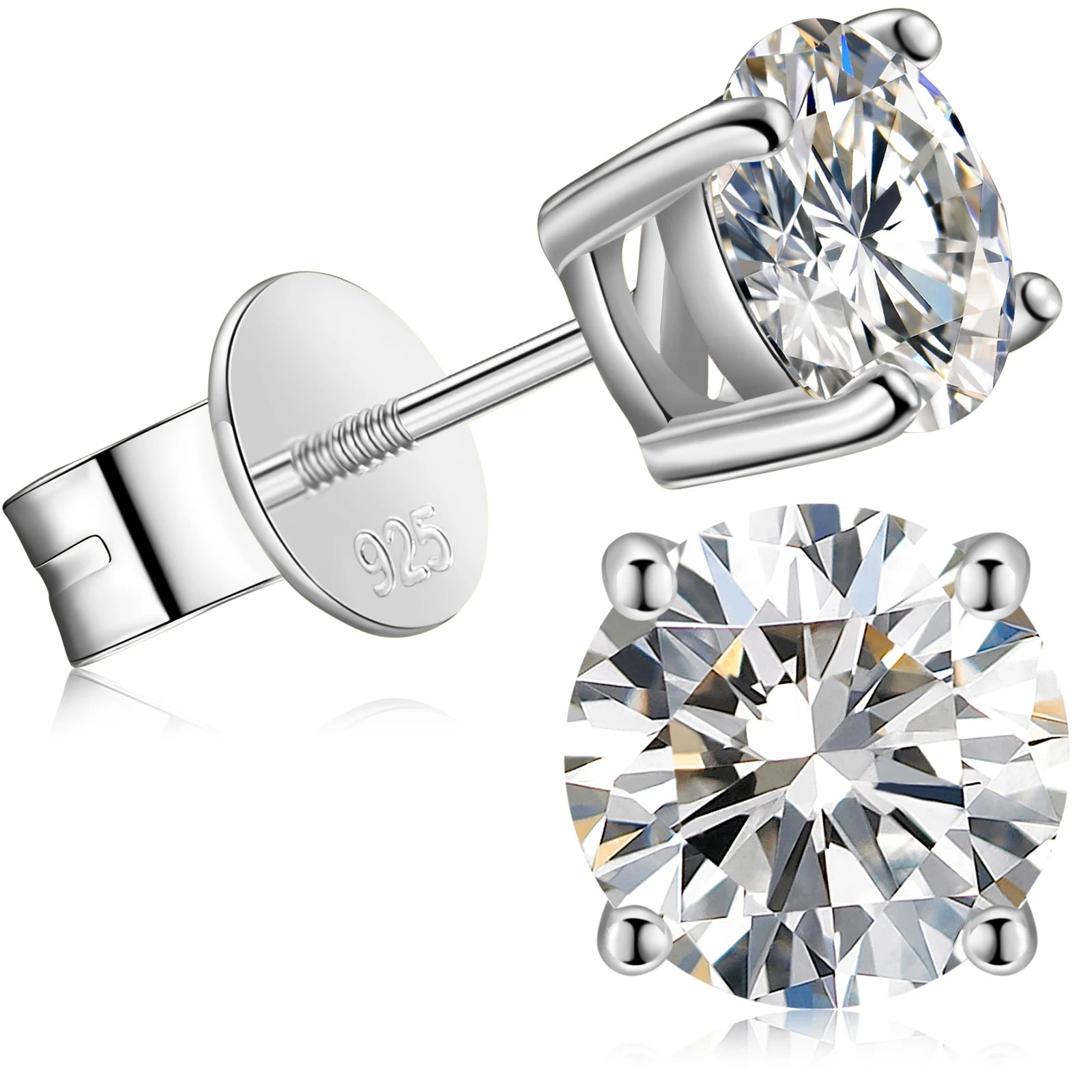 925 Sterling Silver Diamond Stud Earrings