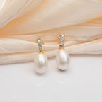 925 Sterling Silver CZ White Pearl Earrings