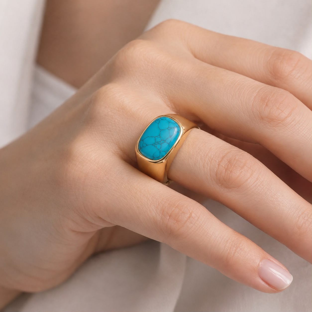 Aster Turquoise Signet Ring
