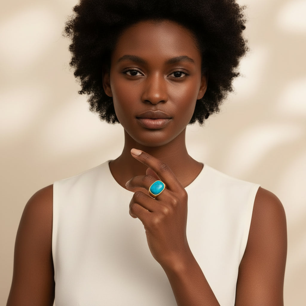 Aster Turquoise Signet Ring