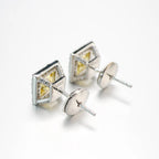 925 Sterling Silver Yellow Zircon Square Stud Earrings