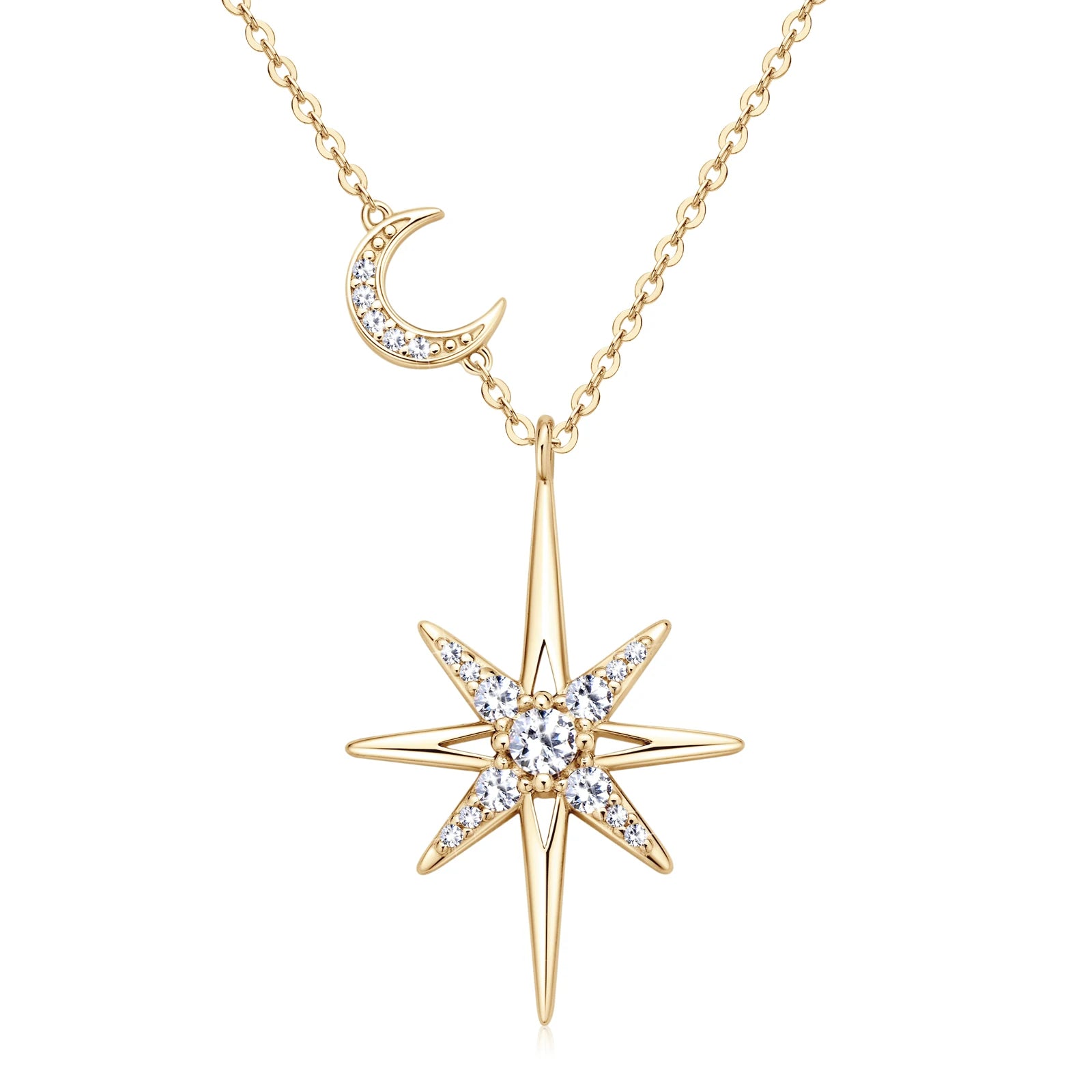 925 Sterling Silver 18K Gold Plated Moissanite Necklace