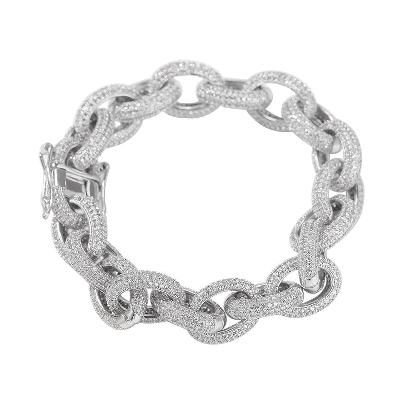 Micro Paved AAA Cubic Zirconia Cuban Link Chain Bracelet