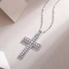 925 Sterling Silver 18K Gold Moissanite Cross Necklace