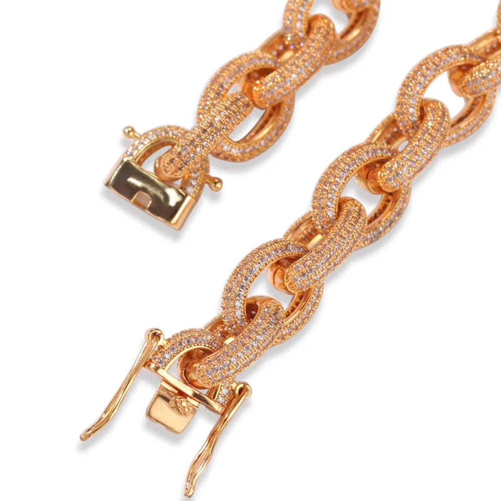 Micro Paved AAA Cubic Zirconia Cuban Link Chain Bracelet