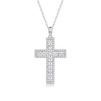 925 Sterling Silver Moissanite Cross Pendant Necklace