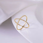 Cross X-shaped Moissanite Row Ring