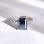 925 Sterling Silver Emerald Cut Moissanite Ring
