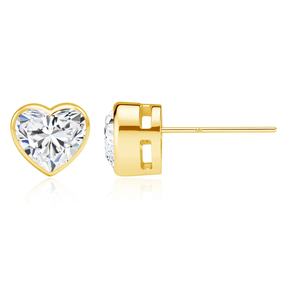 14k Gold Moissanite Diamond Heart Earrings