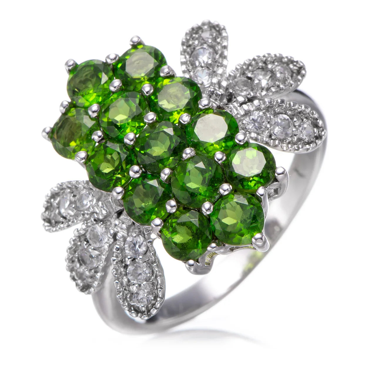 Rhodium Over 925 Sterling Silver White Topaz Ring