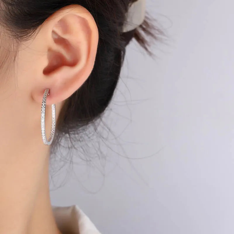 925 Sterling Silver Moissanite Hoop Earrings