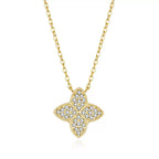 925 Sterling Silver 18k Gold Plated Moissanite Clover Pendant Necklace