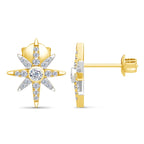 925 Sterling Silver 18K Gold Starburst Zircon Earrings
