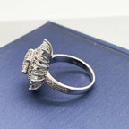 925 Sterling Silver Moissanite Diamonds Gems Luxury Ring 