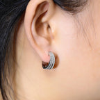 925 Sterling Silver Moissanite Diamonds Gems Women Hoop Earrings