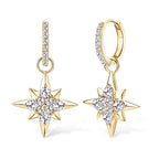 925 Sterling Silver 18k  Gold Moissanite Star Earrings