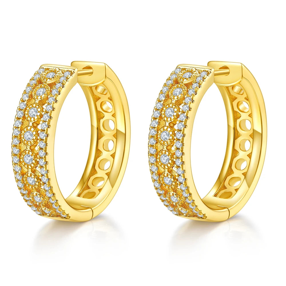 Sterling Silver 925 Moissanite Hoop Earrings