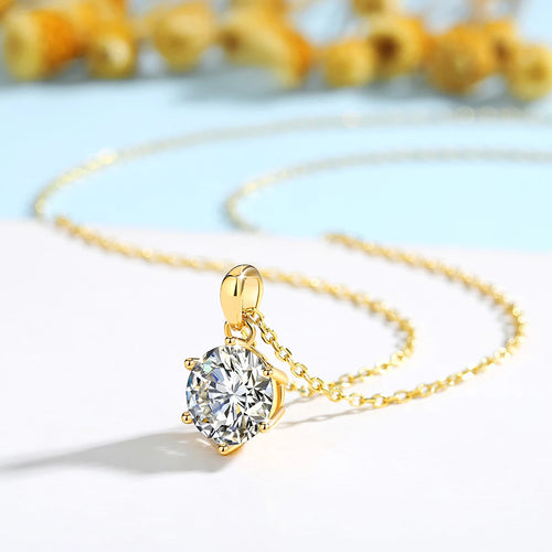 14K Gold Moissanite Pendant Necklace for Women